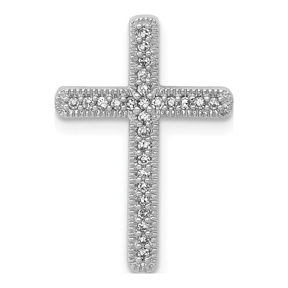 14K White Gold 1/10 ct tw Diamond Cross Slide Pendant