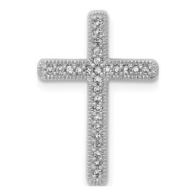 14K White Gold 1/10 ct tw Diamond Cross Slide Pendant