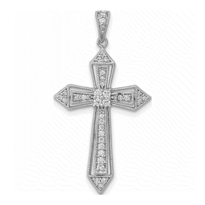 14K White Gold 1/3 ct tw Diamond Passion Cross Pendant