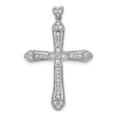 14K White Gold 1/3 ct tw Diamond Cross Pendant