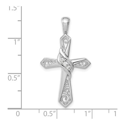 10K White Gold 1/20 ct tw Diamond Cross Pendant – view 2