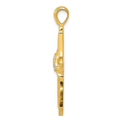 10K Yellow Gold 1/20 ct tw Diamond Cross Pendant – view 2