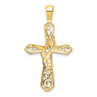 10K Yellow Gold 1/20 ct tw Diamond Cross Pendant – view 3