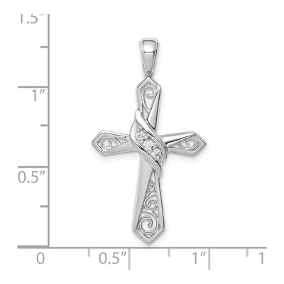 14K White Gold 1/20 ct tw Diamond Cross Pendant – view 4