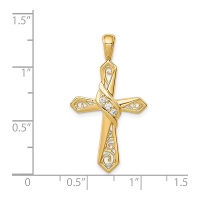 14K Yellow Gold 1/20 ct tw Diamond Cross Pendant – view 4