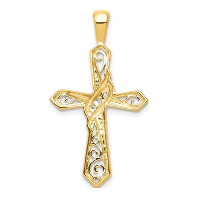 14K Yellow Gold 1/20 ct tw Diamond Cross Pendant – view 5