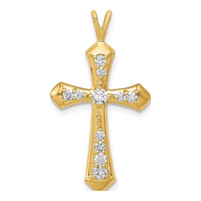 14K Yellow Gold 1/3 ct tw Diamond Cross Pendant