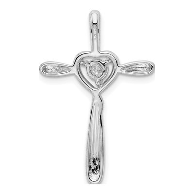14K White Gold 1/20 ct tw Diamond Heart Omega Slide Pendant – view 4