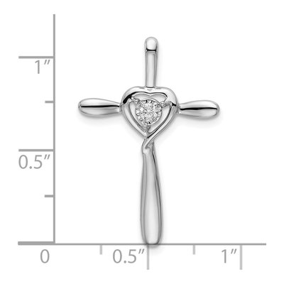 14K White Gold 1/20 ct tw Diamond Heart Omega Slide Pendant – view 5
