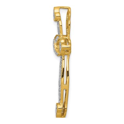 14K Yellow Gold 1/4 ct tw Diamond Budded Cross Slide Pendant – view 3