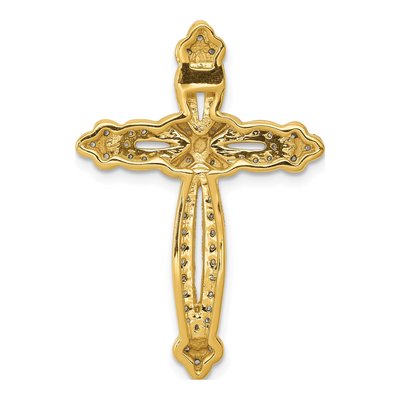 14K Yellow Gold 1/4 ct tw Diamond Budded Cross Slide Pendant – view 4