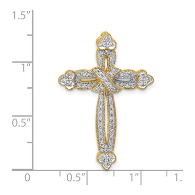 14K Yellow Gold 1/4 ct tw Diamond Budded Cross Slide Pendant – view 5