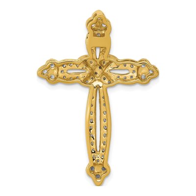 14K Yellow Gold 5/8 ct tw Diamond Budded Cross Slide Pendant – view 4
