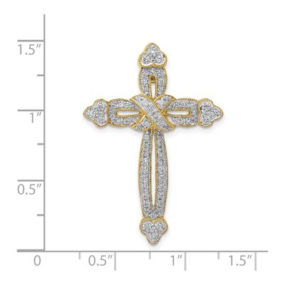 14K Yellow Gold 5/8 ct tw Diamond Budded Cross Slide Pendant – view 5