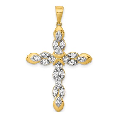 14K Yellow Gold 1/2 ct tw Diamond Cross Pendant