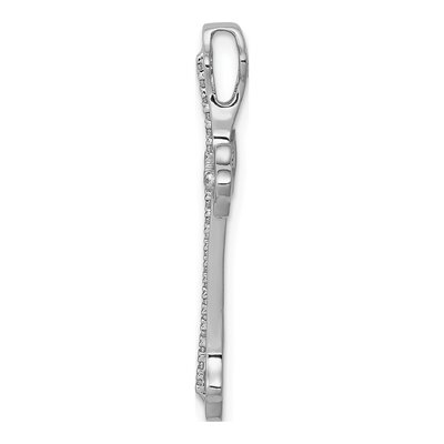 14K White Gold 1/10 ct tw Diamond Budded Cross Slide Pendant – view 3