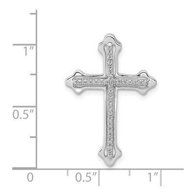 14K White Gold 1/10 ct tw Diamond Budded Cross Slide Pendant – view 5