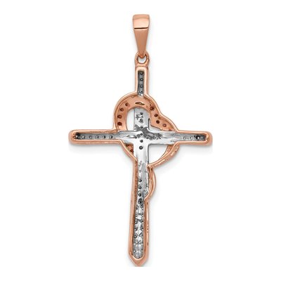 14K Rose Gold 1/4 ct tw Diamond Cross Heart Pendant – view 4