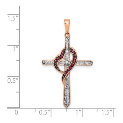 14K Rose Gold 1/4 ct tw Diamond Cross Heart Pendant – view 5