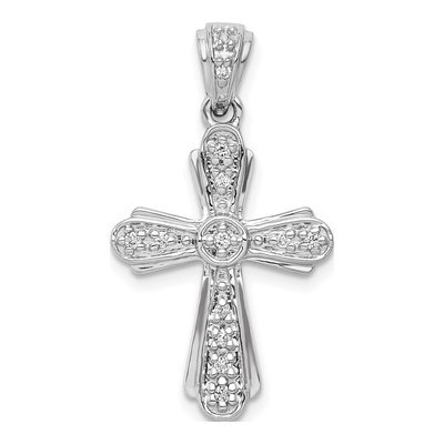 14K White Gold 1/10 ct tw Diamond Cross Pendant
