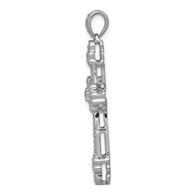 14K White Gold 3/8 ct tw Diamond Budded Cross Pendant – view 2