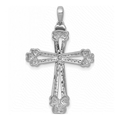 14K White Gold 3/8 ct tw Diamond Budded Cross Pendant – view 3