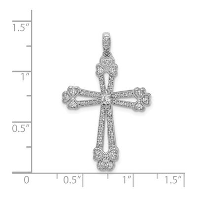 14K White Gold 3/8 ct tw Diamond Budded Cross Pendant – view 4