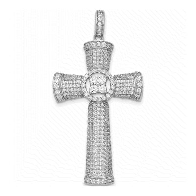 14K White Gold 1.75 ct tw Diamond Large Cross Pendant