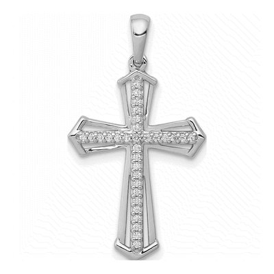 14K White Gold 1/8 ct tw Diamond Cross Pendant