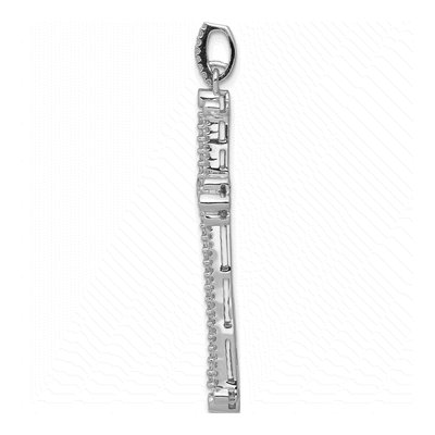 14K White Gold 1 ct tw Diamond Budded Cross Pendant – view 2
