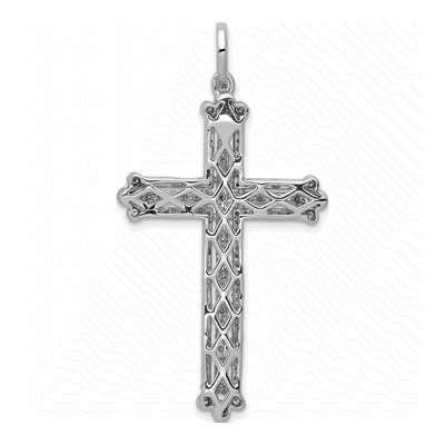 14K White Gold 1 ct tw Diamond Budded Cross Pendant – view 3