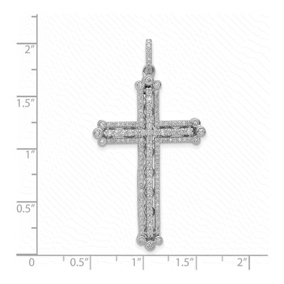 14K White Gold 1 ct tw Diamond Budded Cross Pendant – view 4