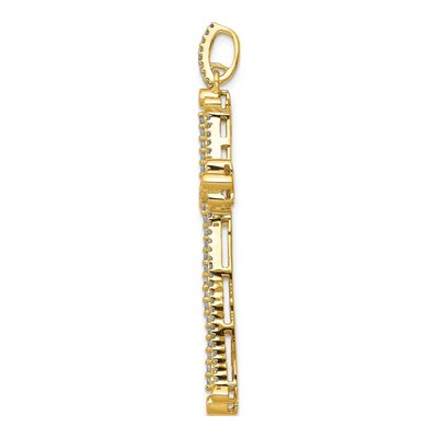 14K Yellow Gold 1 ct tw Diamond Budded Cross Pendant – view 3