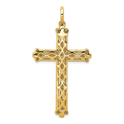 14K Yellow Gold 1 ct tw Diamond Budded Cross Pendant – view 4