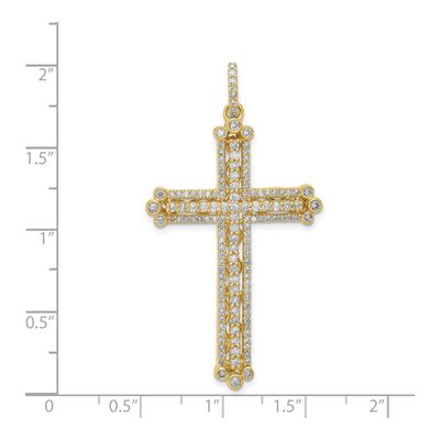 14K Yellow Gold 1 ct tw Diamond Budded Cross Pendant – view 5