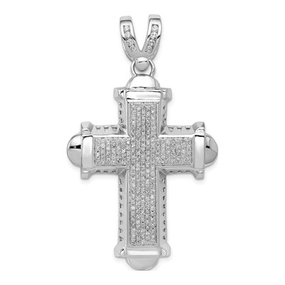14K White Gold 7/8 ct tw Diamond Cross Pendant