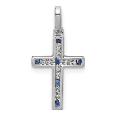 14K White Gold Sapphire Cross Pendant – view 4