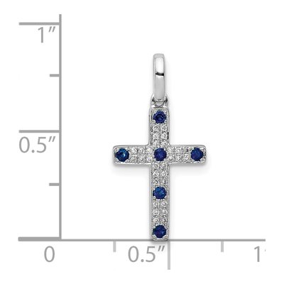 14K White Gold Sapphire Cross Pendant – view 5
