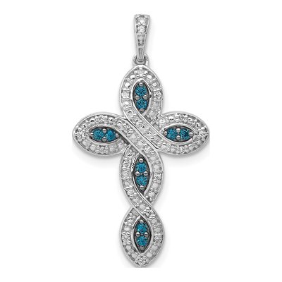 14K White Gold 1/5 ct tw Diamond Cross Pendant
