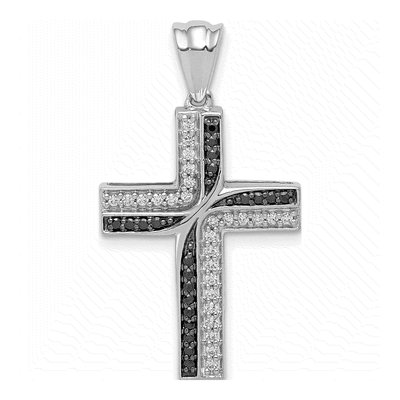 14K White Gold 1/5 ct tw Diamond Cross Pendant
