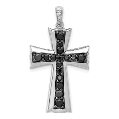 14K White Gold 5/8 ct tw Diamond Cross Pendant