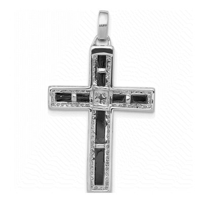 14K White Gold Onyx Cross Pendant – view 4