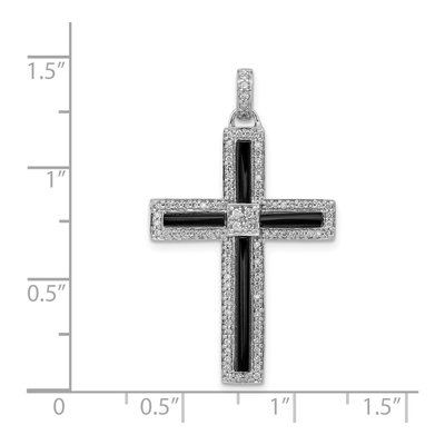 14K White Gold Onyx Cross Pendant – view 5