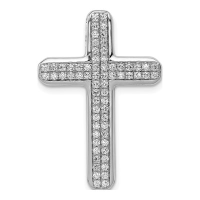 14K White Gold 1/2 ct tw Diamond Cross Slide Pendant