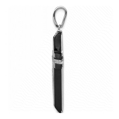 14K White Gold Onyx Cross Pendant – view 2
