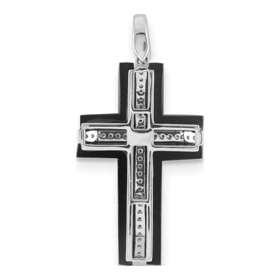 14K White Gold Onyx Cross Pendant – view 3