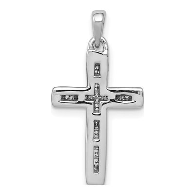 14K White Gold 1/10 ct tw Diamond Small Cross Pendant – view 4
