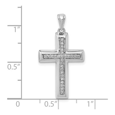 10K White Gold 1/10 ct tw Diamond Latin Cross Pendant – view 4
