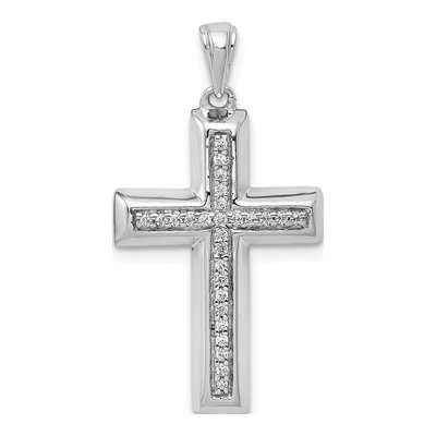 14K White Gold 1/10 ct tw Diamond Cross Pendant