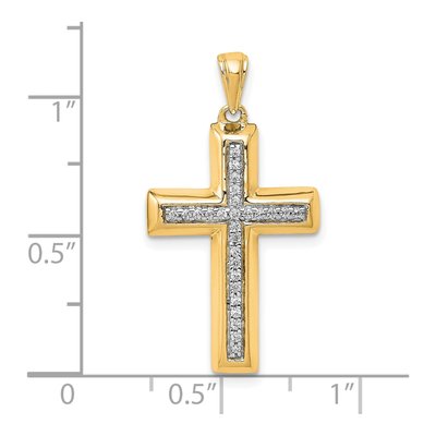 14K Yellow Gold 1/10 ct tw Diamond Cross Pendant – view 3